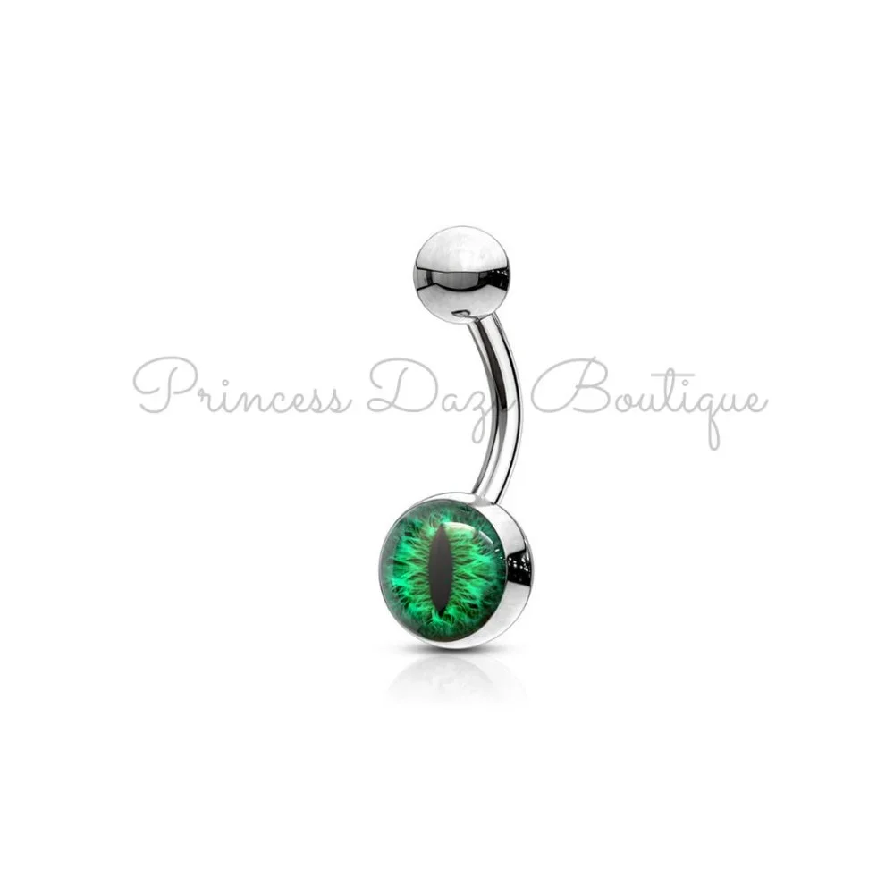 Green‎ Snake Eye Belly Button Ring